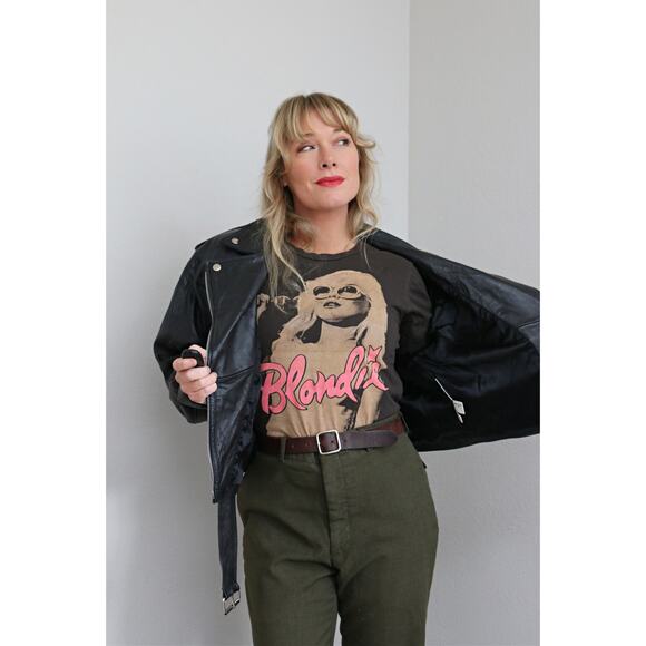 1990's Vintage Black Belted Motorcycle Jacket ~ Women's SM MD LG ~ 90's Biker - Picture 7 of 10